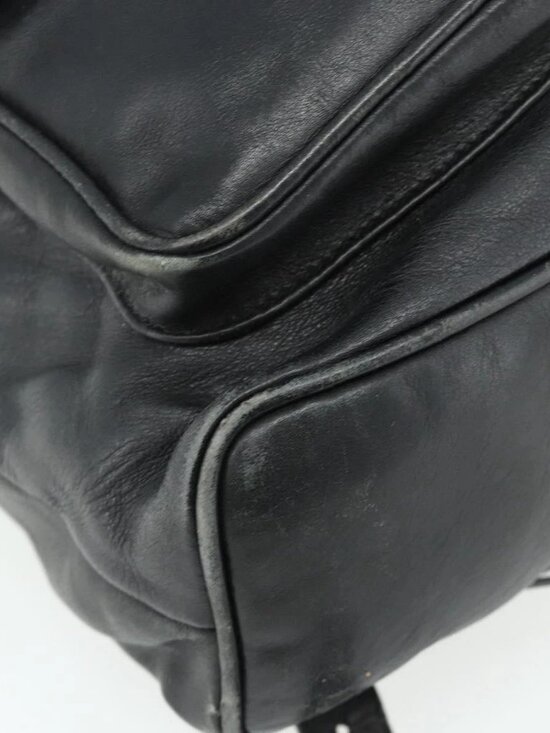 GUCCI Bamboo Backpack Leather Black Gold Auth main image 4